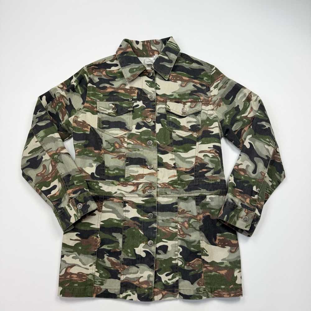Women’s Vintage Roaman’s Camo Print Denim Style Jacket Size 14W
